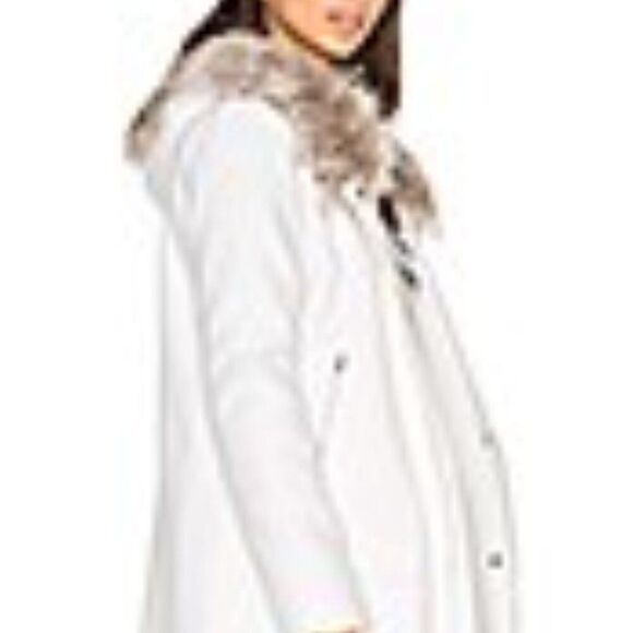 Cupcakes and Cashmere Ivory Standford Coat Faux Fur Hood Woman’s Large - Picture 13 of 14